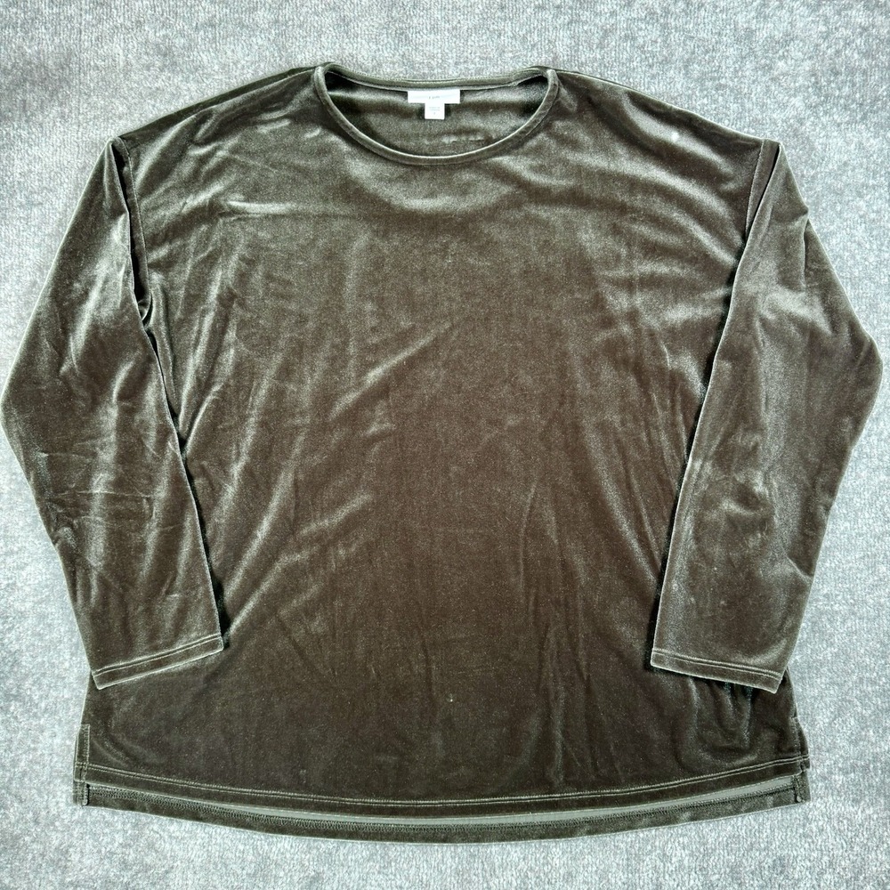 J.Jill Top Women's Small Olive Green Velour Long Sleeve Tunic